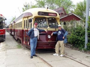 Charlie and I on the right at Russel Street car barns.jpg